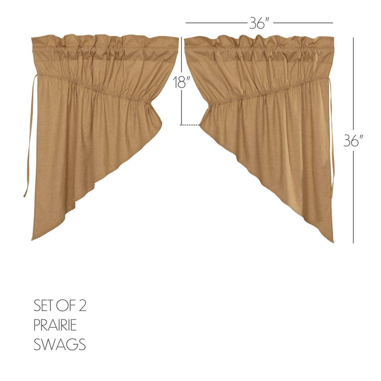 Simple Life Flax Khaki Prairie Swag Curtain Set of 2 36x36x18 VHC Brands