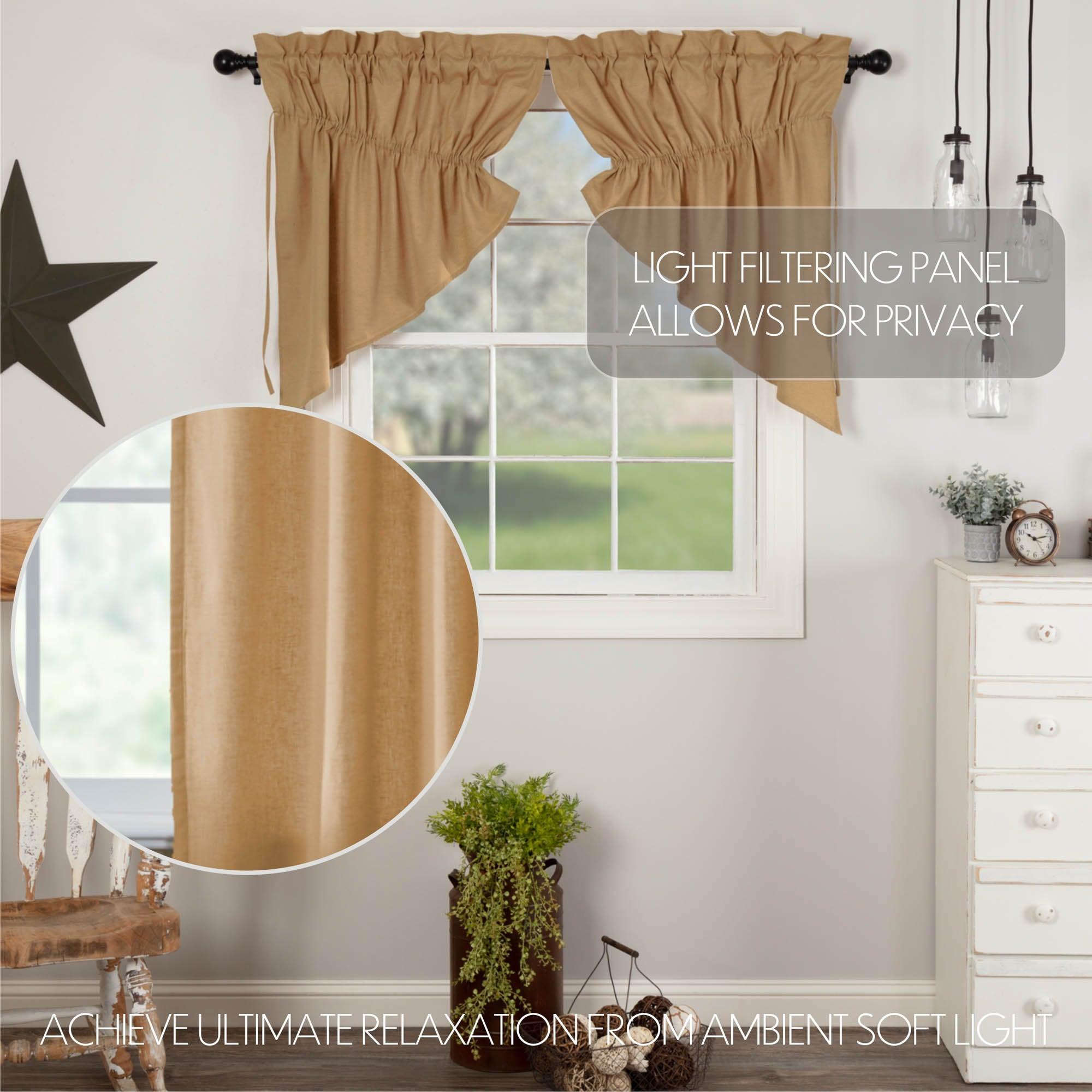 Simple Life Flax Khaki Prairie Swag Curtain Set of 2 36x36x18 VHC Brands - The Fox Decor