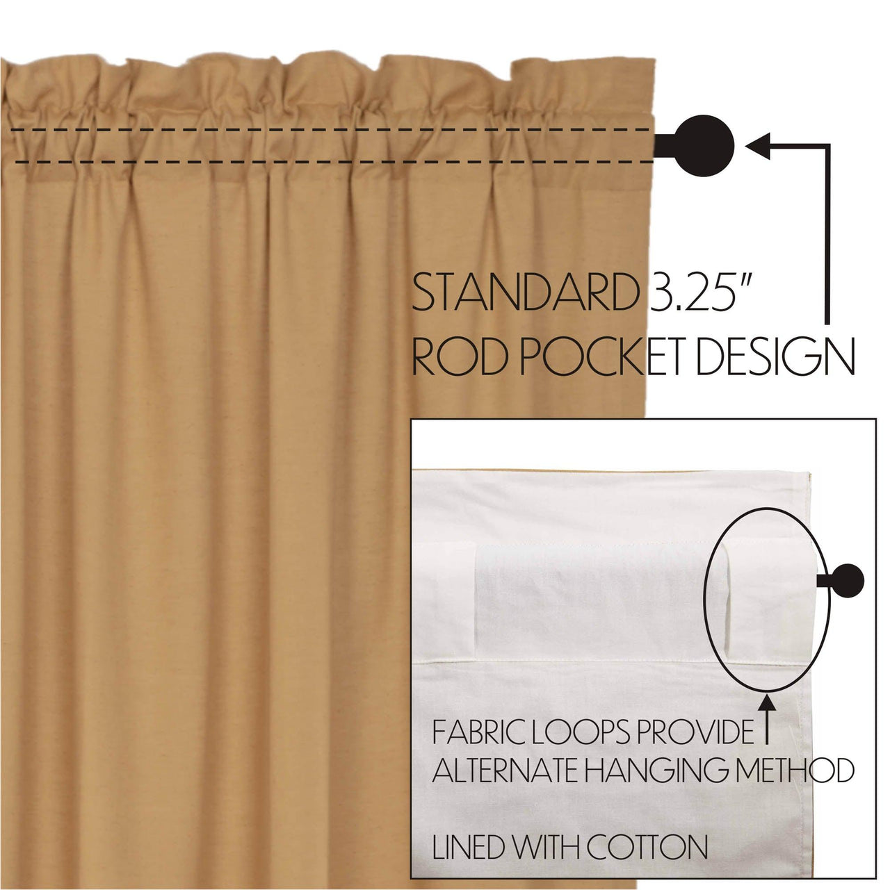 Simple Life Flax Khaki Prairie Swag Curtain Set of 2 36x36x18 VHC Brands