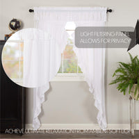Thumbnail for Muslin Ruffled Bleached White Prairie Long Panel Curtain Set of 2 84x36x18 VHC Brands