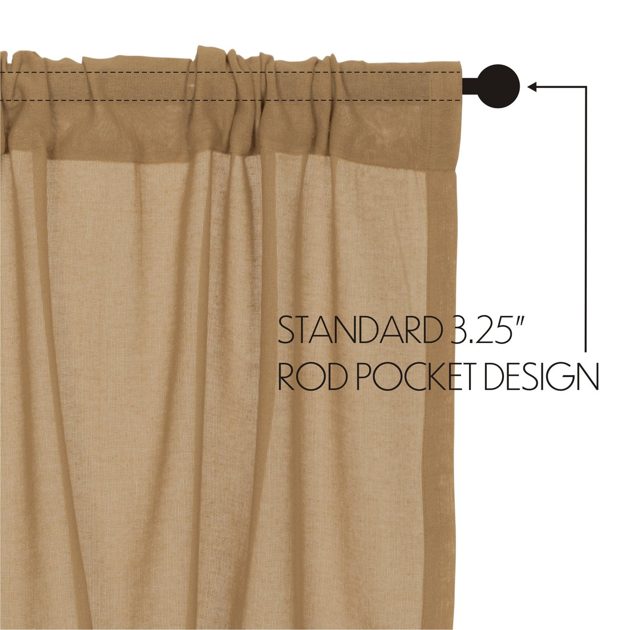 Tobacco Cloth Khaki Valance Fringed Curtain 16x60 VHC Brands