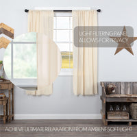 Tobacco Cloth Natural Short Panel Curtain Fringed Set of 2 63x36 VHC Brands - The Fox Decor