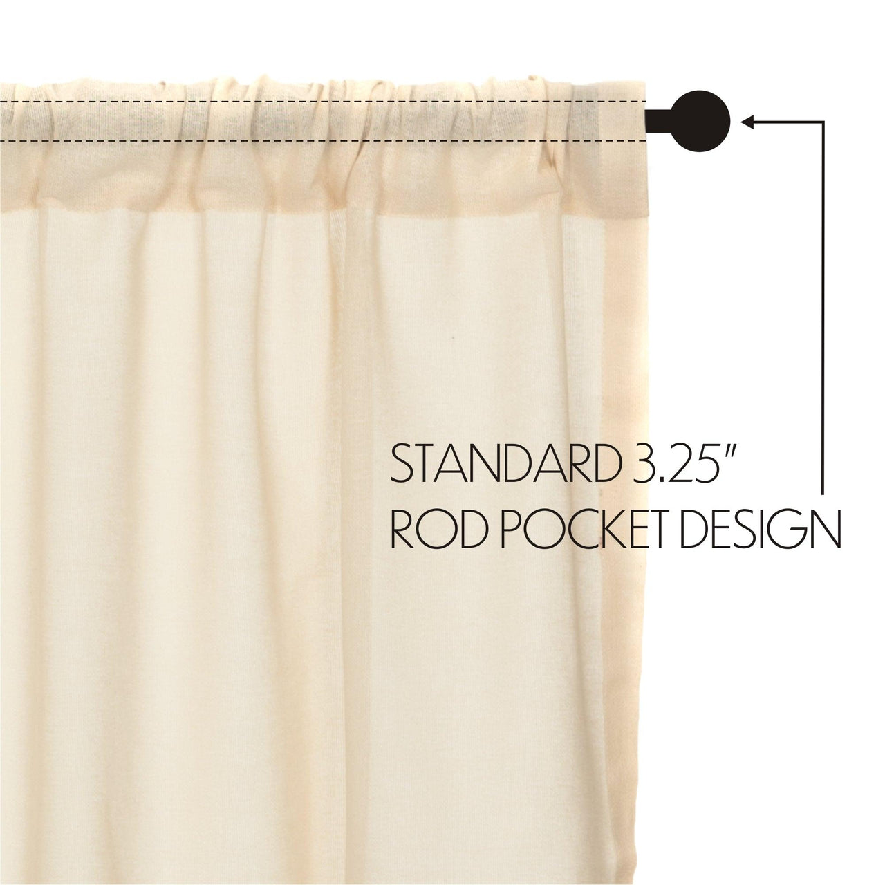 Tobacco Cloth Natural Short Panel Curtain Fringed Set of 2 63x36 VHC Brands - The Fox Decor