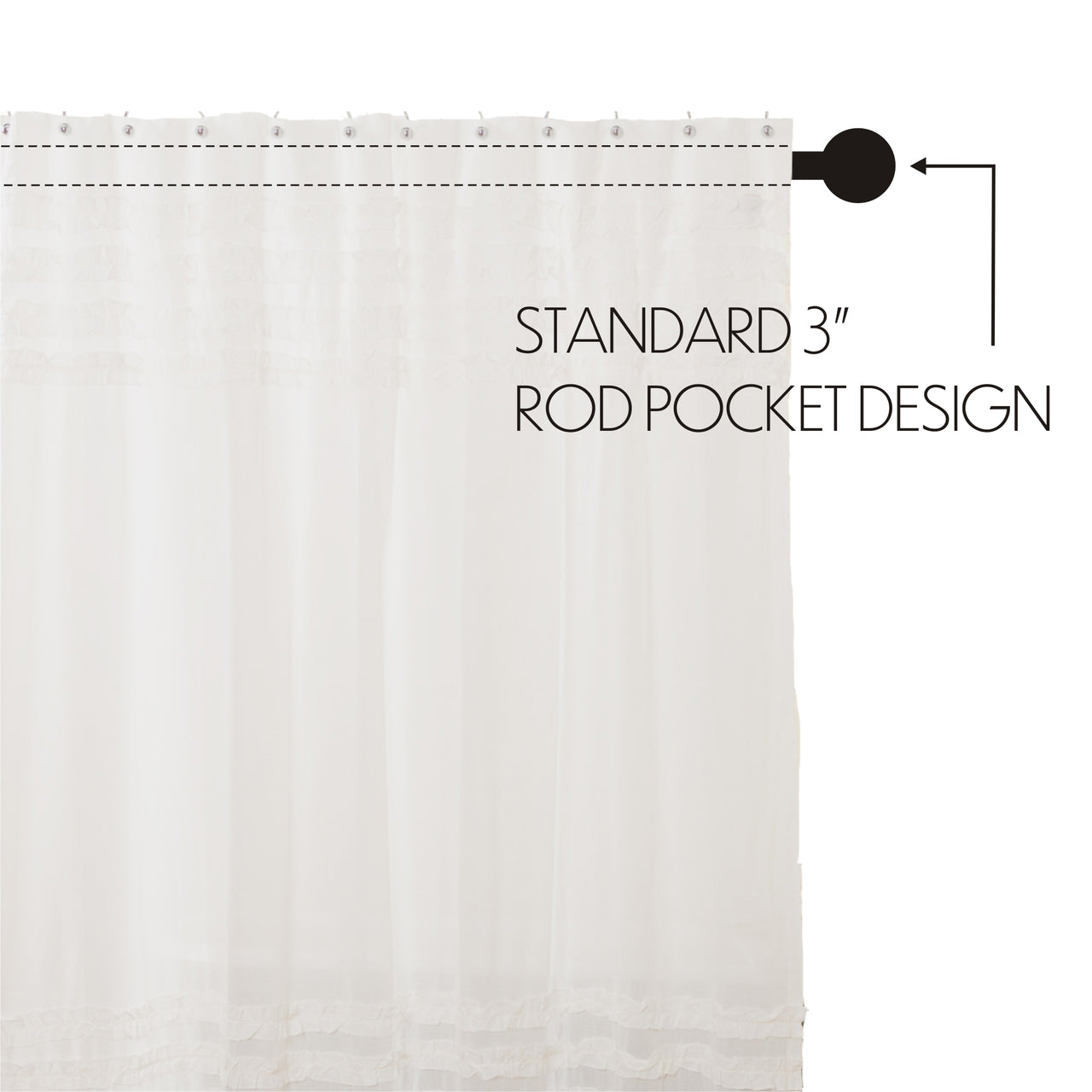 White Ruffled Sheer Petticoat Shower Curtain 72"x72" - VHC Brands