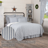 Thumbnail for Sawyer Mill Blue Ticking Stripe Quilt Coverlet VHC Brands