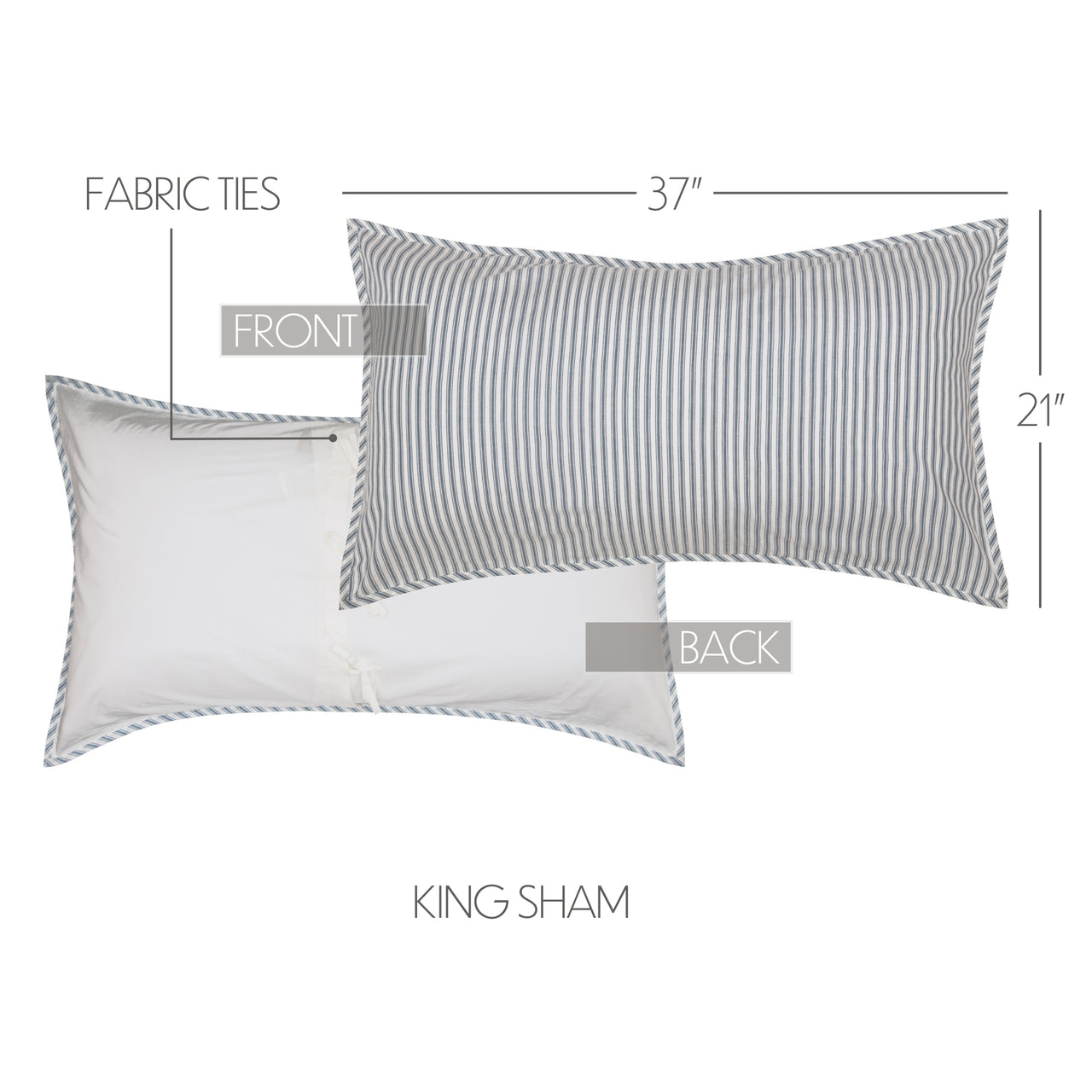 Sawyer Mill Blue Ticking Stripe King Sham 21x37 VHC Brands