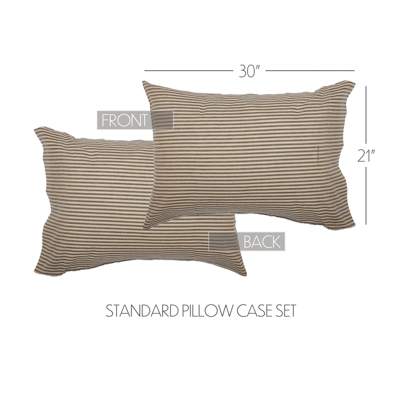 Sawyer Mill Charcoal Ticking Stripe Standard Pillow Case Set of 2 21x30 VHC Brands