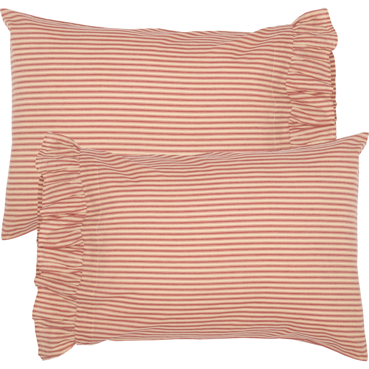 Sawyer Mill Red Ticking Stripe Standard Pillow Case Set of 2 21x30 VHC Brands