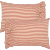 Thumbnail for Sawyer Mill Red Ticking Stripe Standard Pillow Case Set of 2 21x30 VHC Brands - The Fox Decor