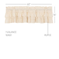 Muslin Ruffled Unbleached Natural Valance Curtain 16x60 VHC Brands - The Fox Decor