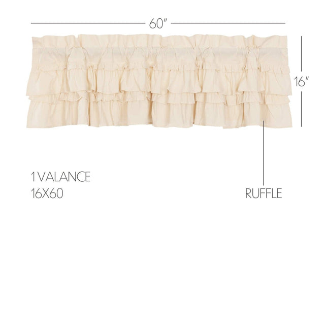 Muslin Ruffled Unbleached Natural Valance Curtain 16x60 VHC Brands - The Fox Decor