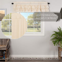 Muslin Ruffled Unbleached Natural Valance Curtain 16x60 VHC Brands - The Fox Decor