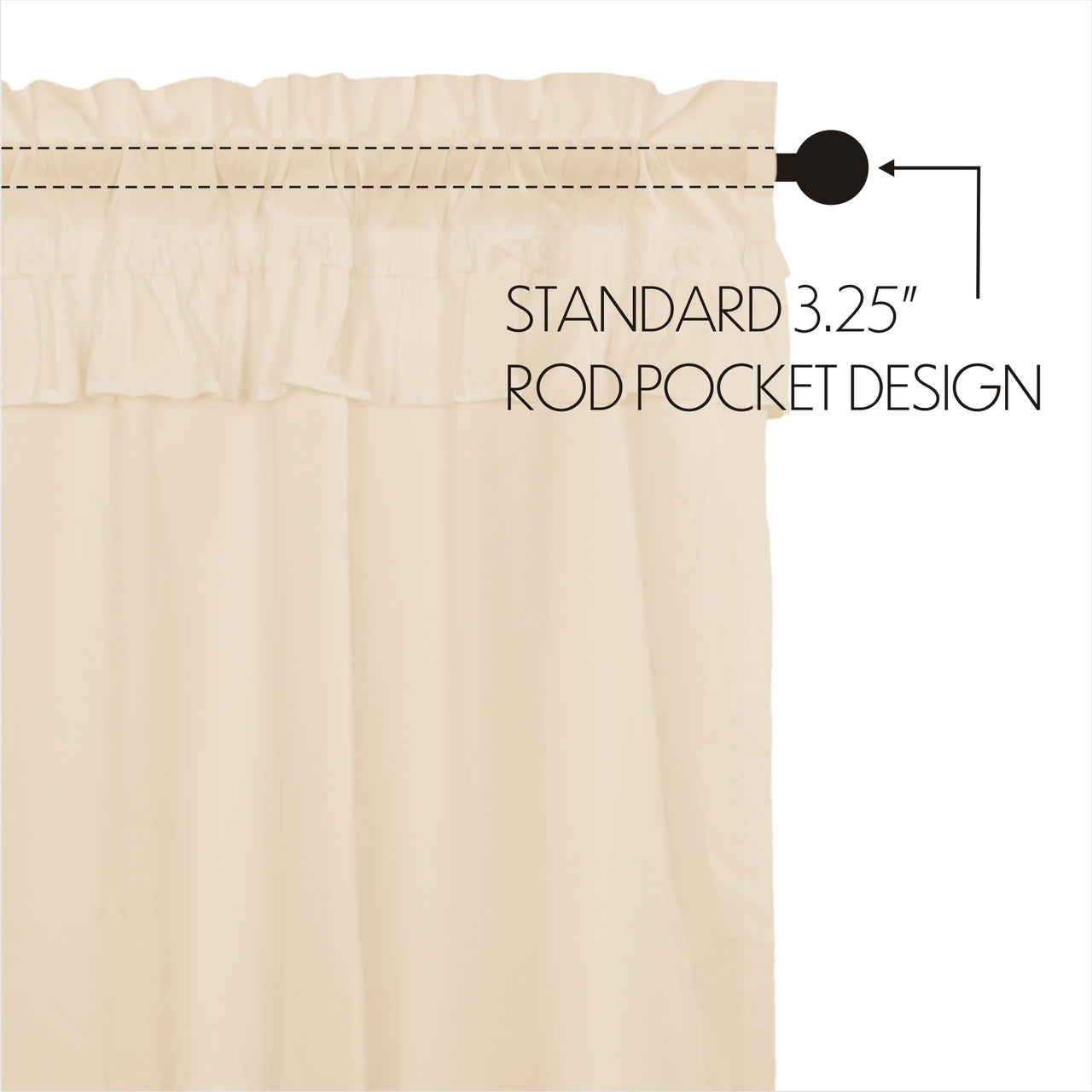 Muslin Ruffled Unbleached Natural Valance Curtain 16x60 VHC Brands