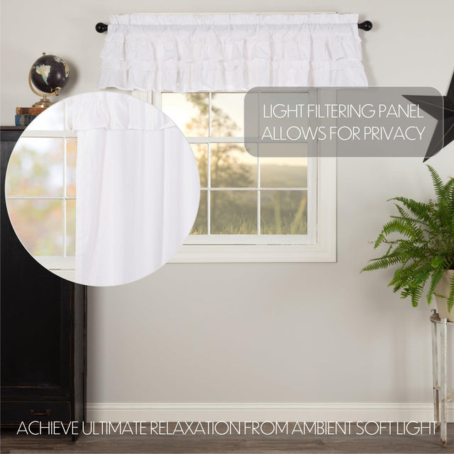 Muslin Ruffled Bleached White Valance Curtain 16x72 VHC Brands - The Fox Decor