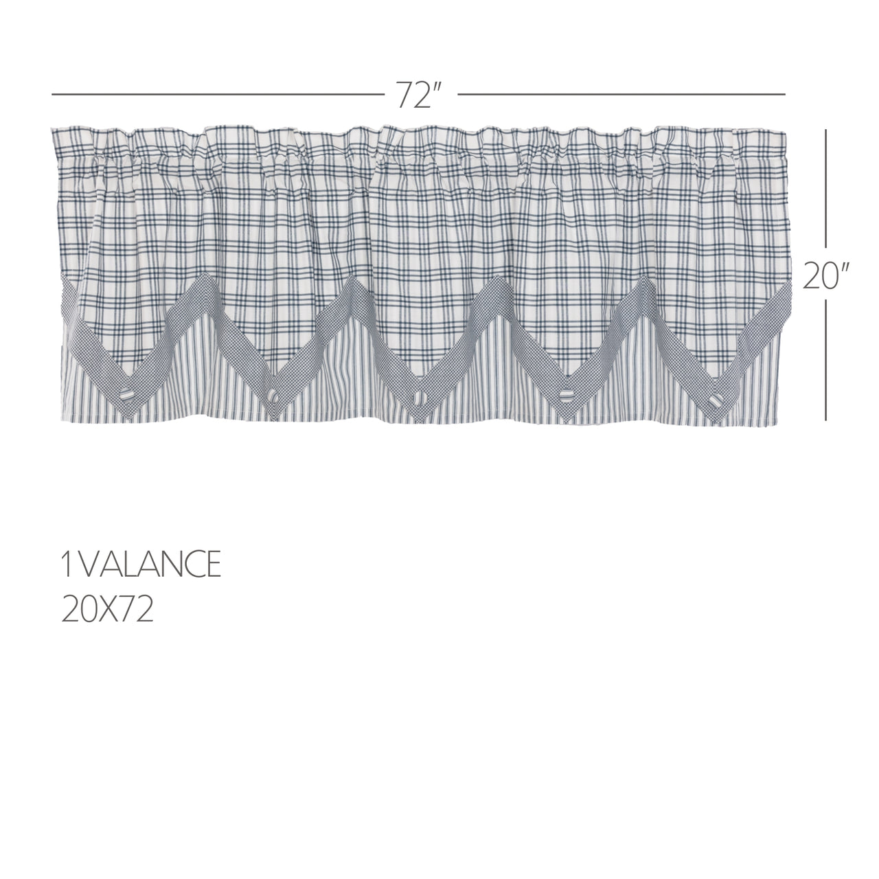 Sawyer Mill Blue Valance Layered Curtain 20x72 VHC Brands