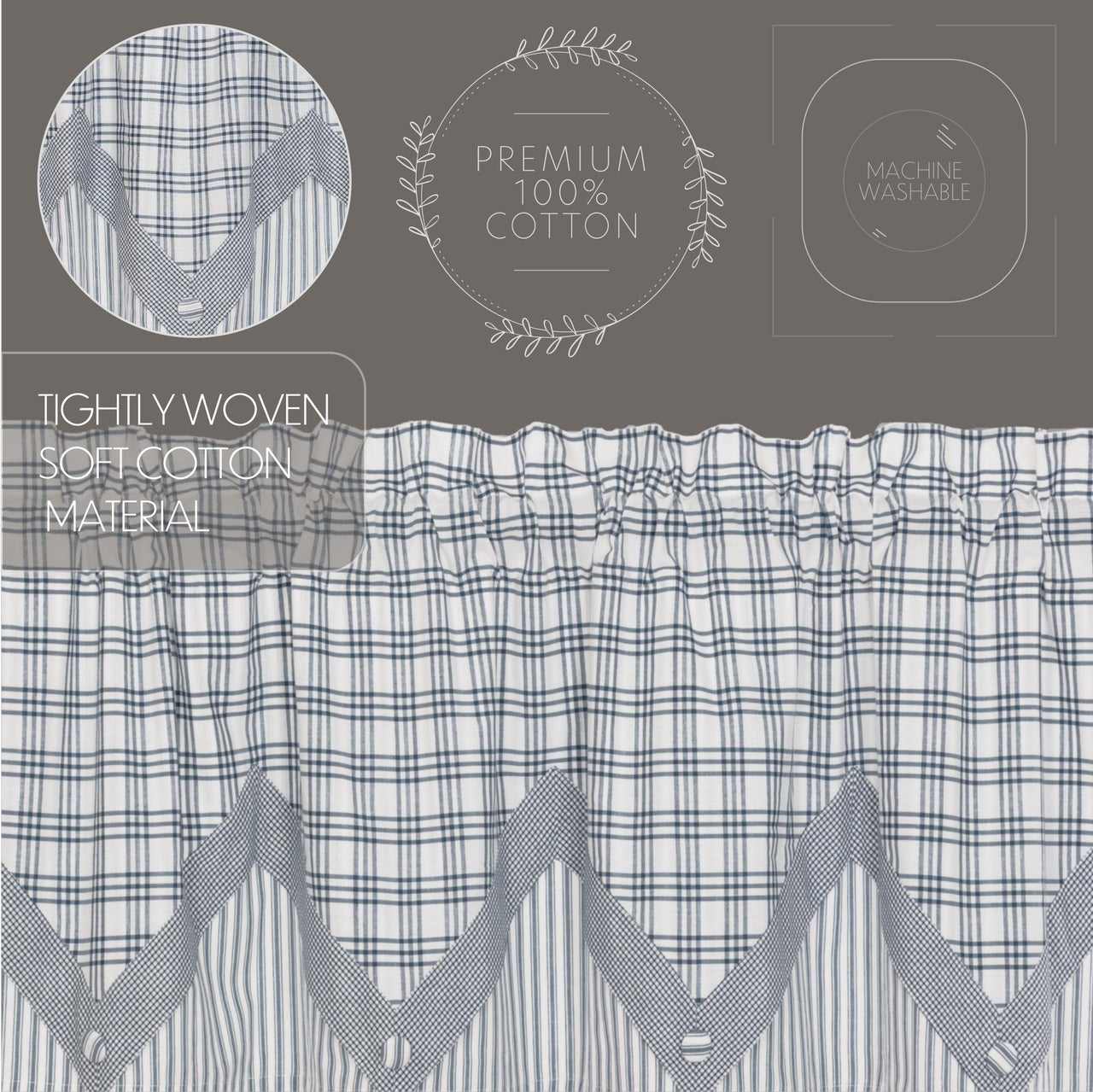 Sawyer Mill Blue Valance Layered Curtain 20x72 VHC Brands - The Fox Decor