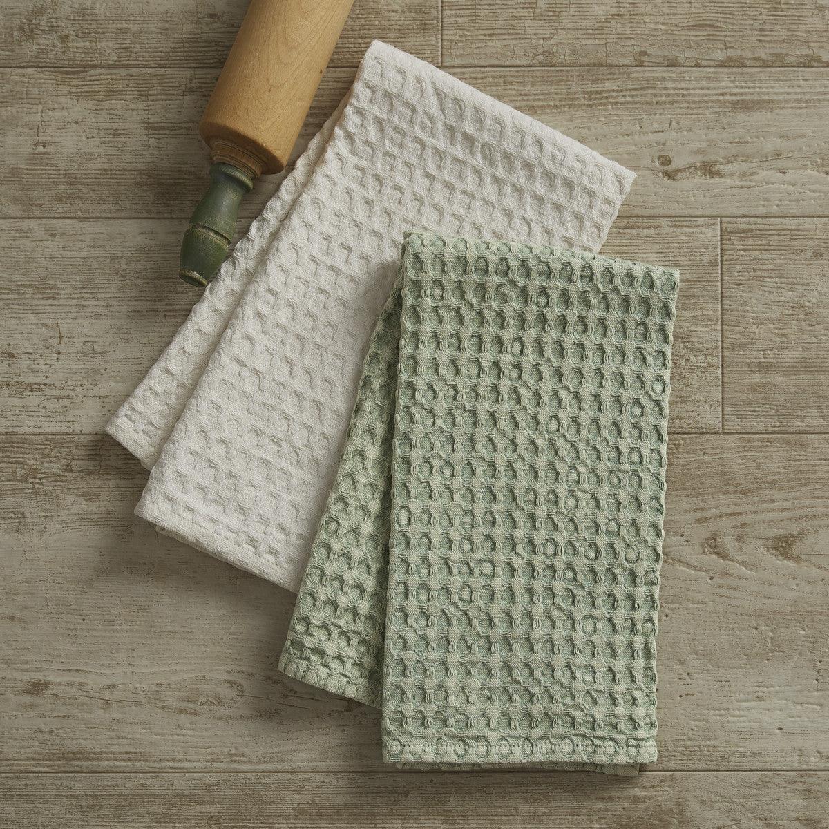 Waffle Weave Towel  Celedon Set of 2  Park Designs