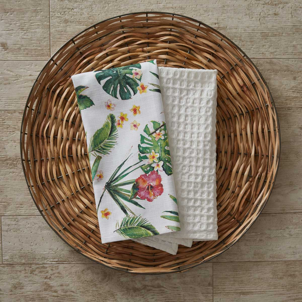 Waffle Weave Towel Bleached White Set of 2  Park Designs