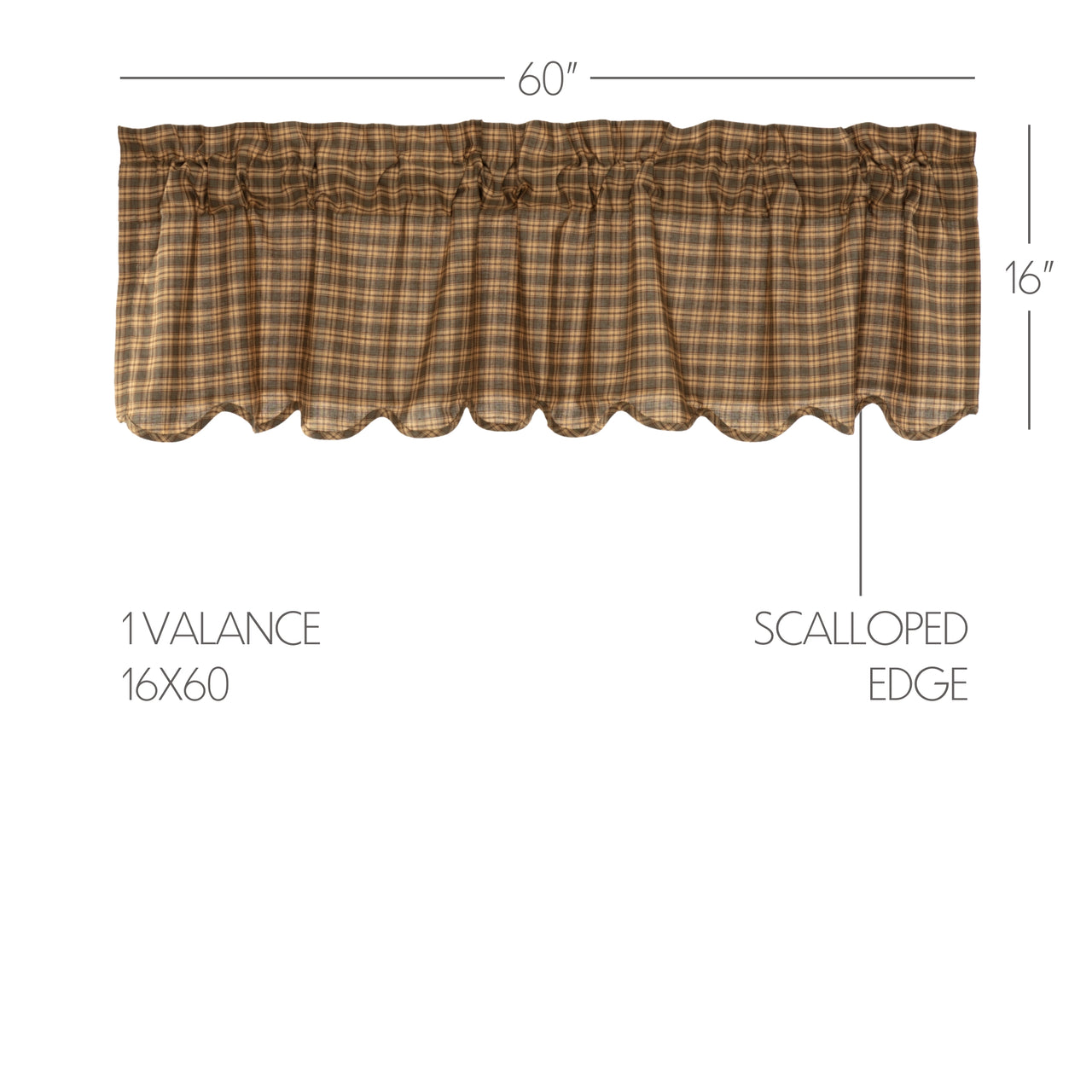 Cedar Ridge Valance Curtain Scalloped 16x60 VHC Brands