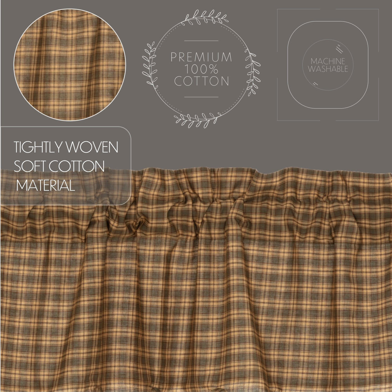 Cedar Ridge Valance Curtain Scalloped 16x60 VHC Brands