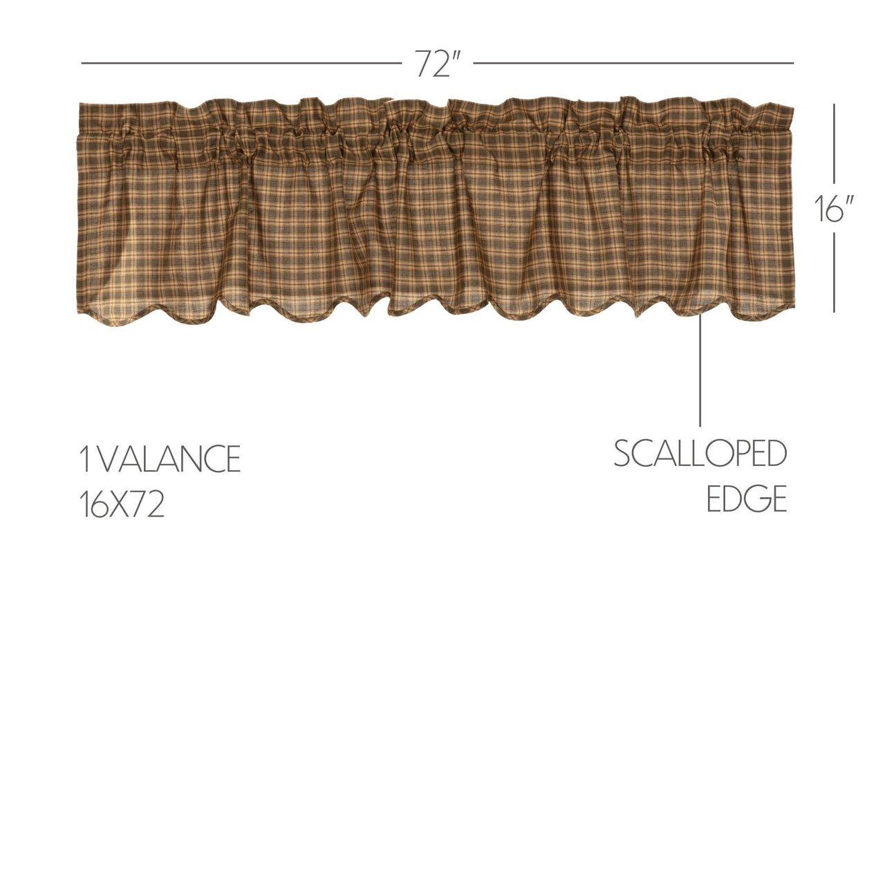 Cedar Ridge Valance Curtain Scalloped 16x72 VHC Brands