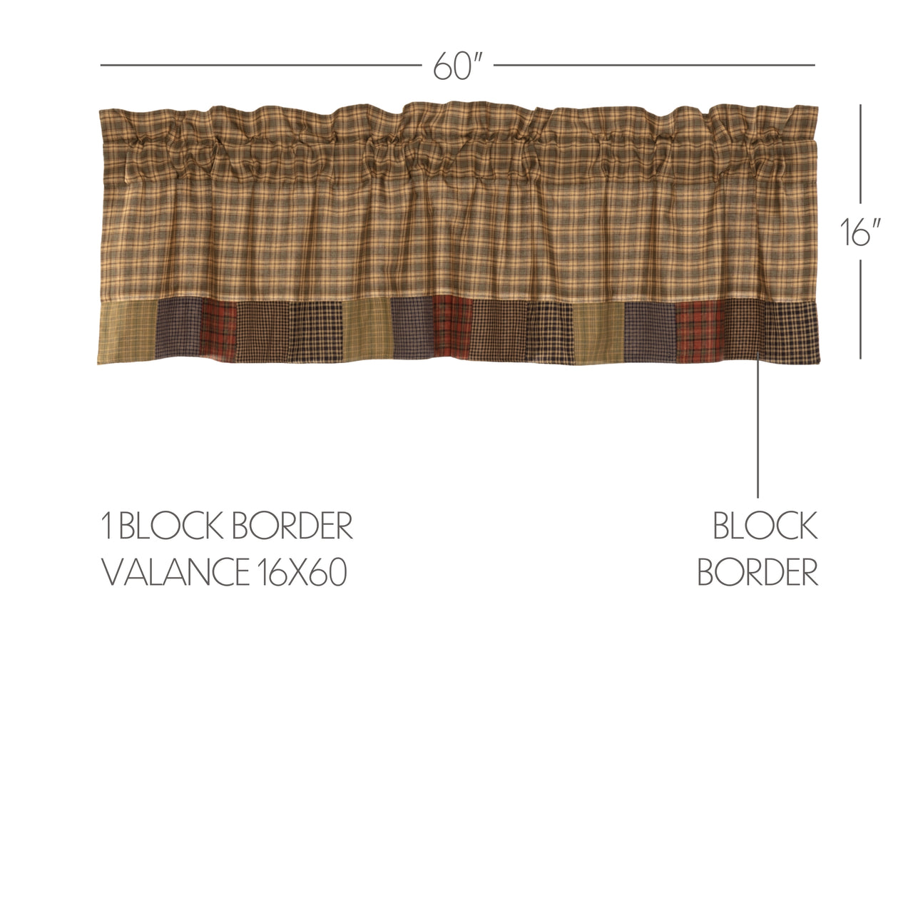 Cedar Ridge Valance Curtain Block Border 16x60 VHC Brands