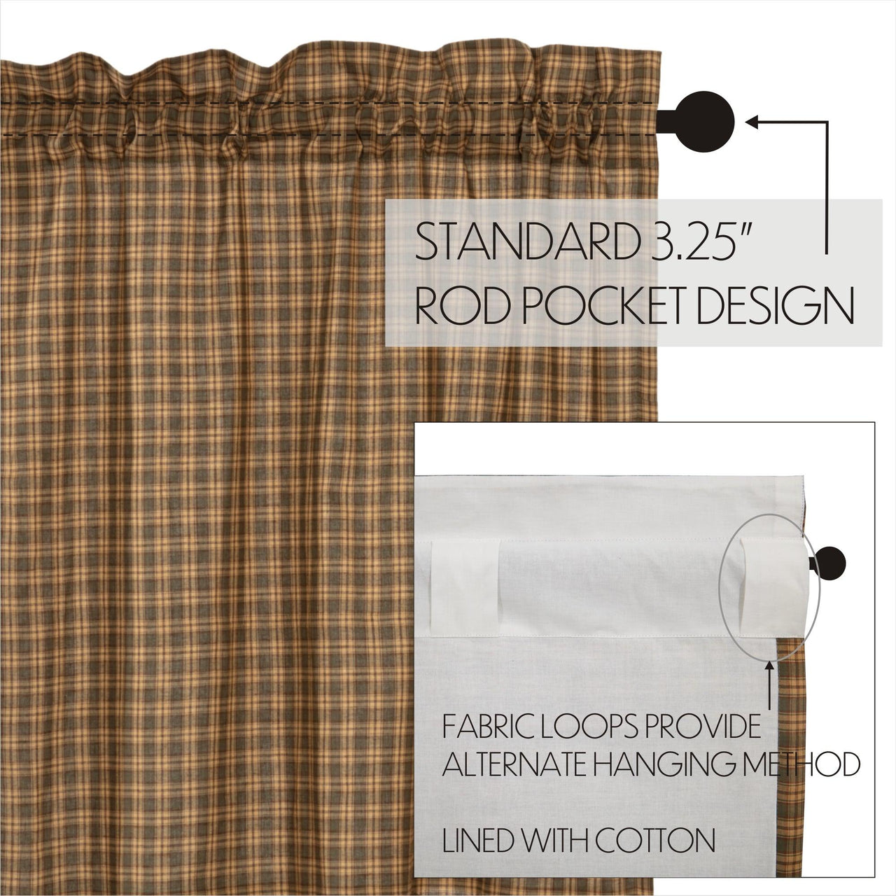 Cedar Ridge Prairie Long Panel Curtain Scalloped Set of 2 84x36x18 VHC Brands - The Fox Decor