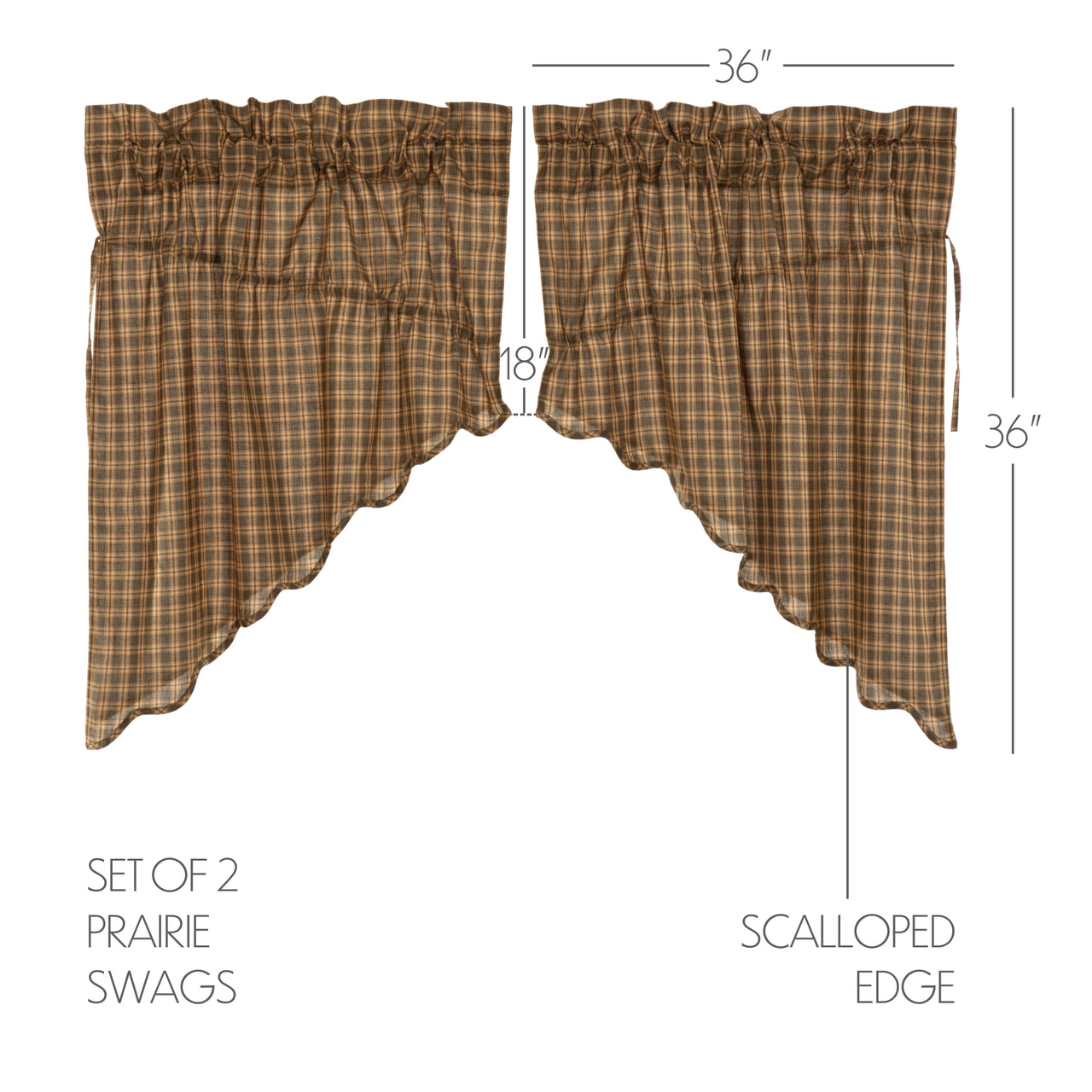 Cedar Ridge Prairie Swag Curtain Scalloped Set of 2 36x36x18 VHC Brands