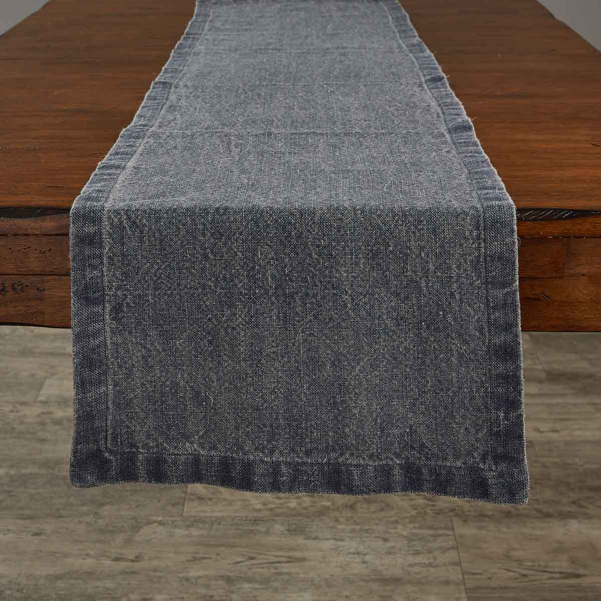 Runner Solid Design Washed Linen Solid Table Runner - Blue - 60