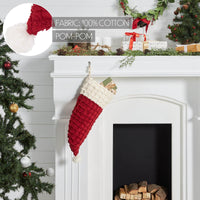Chenille Christmas Santa Hat Stocking 9.5x20 VHC Brands - The Fox Decor