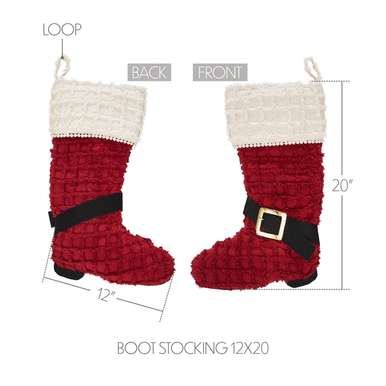 Chenille Christmas Boot Stocking 12x20 VHC Brands