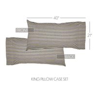 Thumbnail for Ashmont Ticking Stripe King Pillow Case Set of 2 21x40 VHC Brands