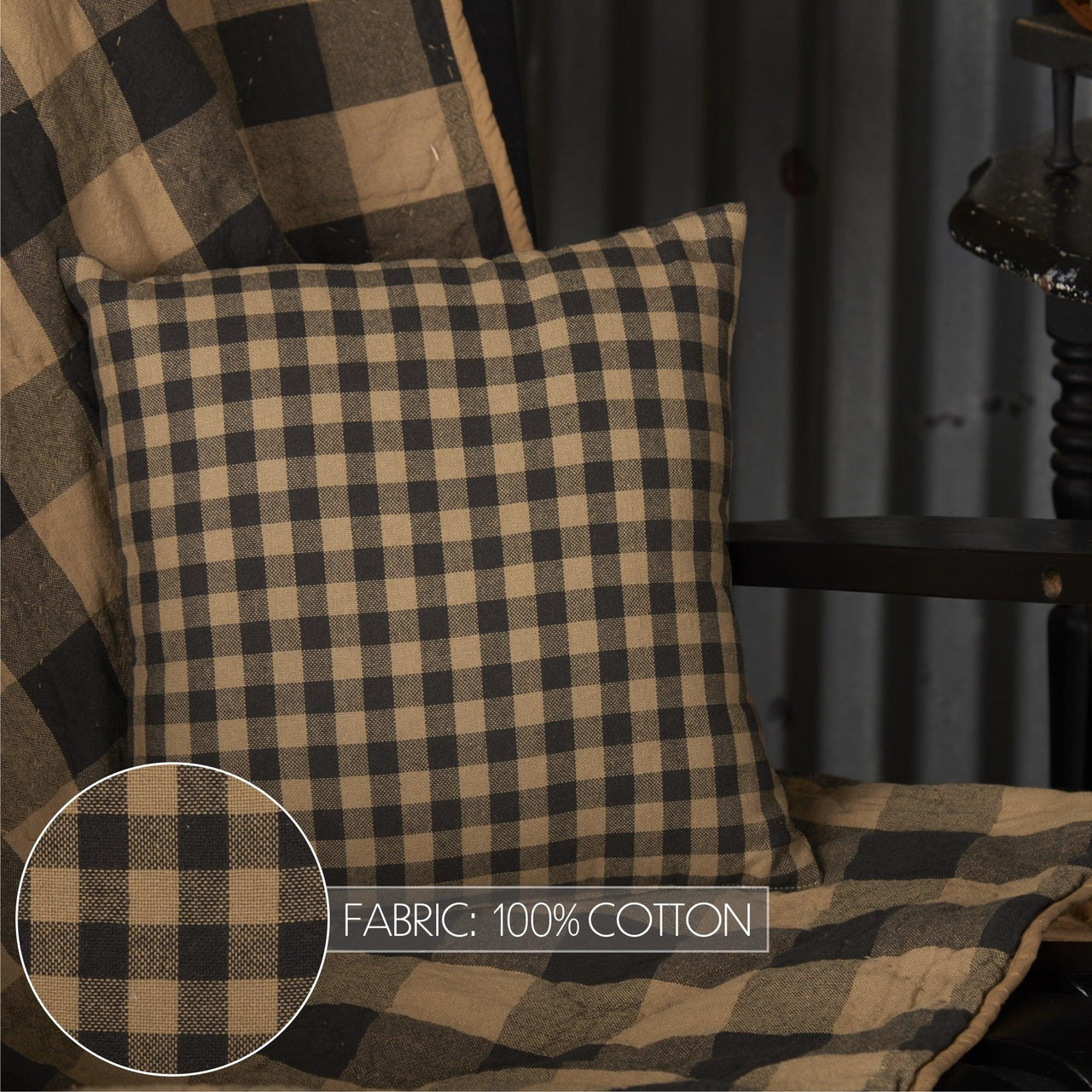 Black Check Fabric Pillow 12x12 VHC Brands - The Fox Decor