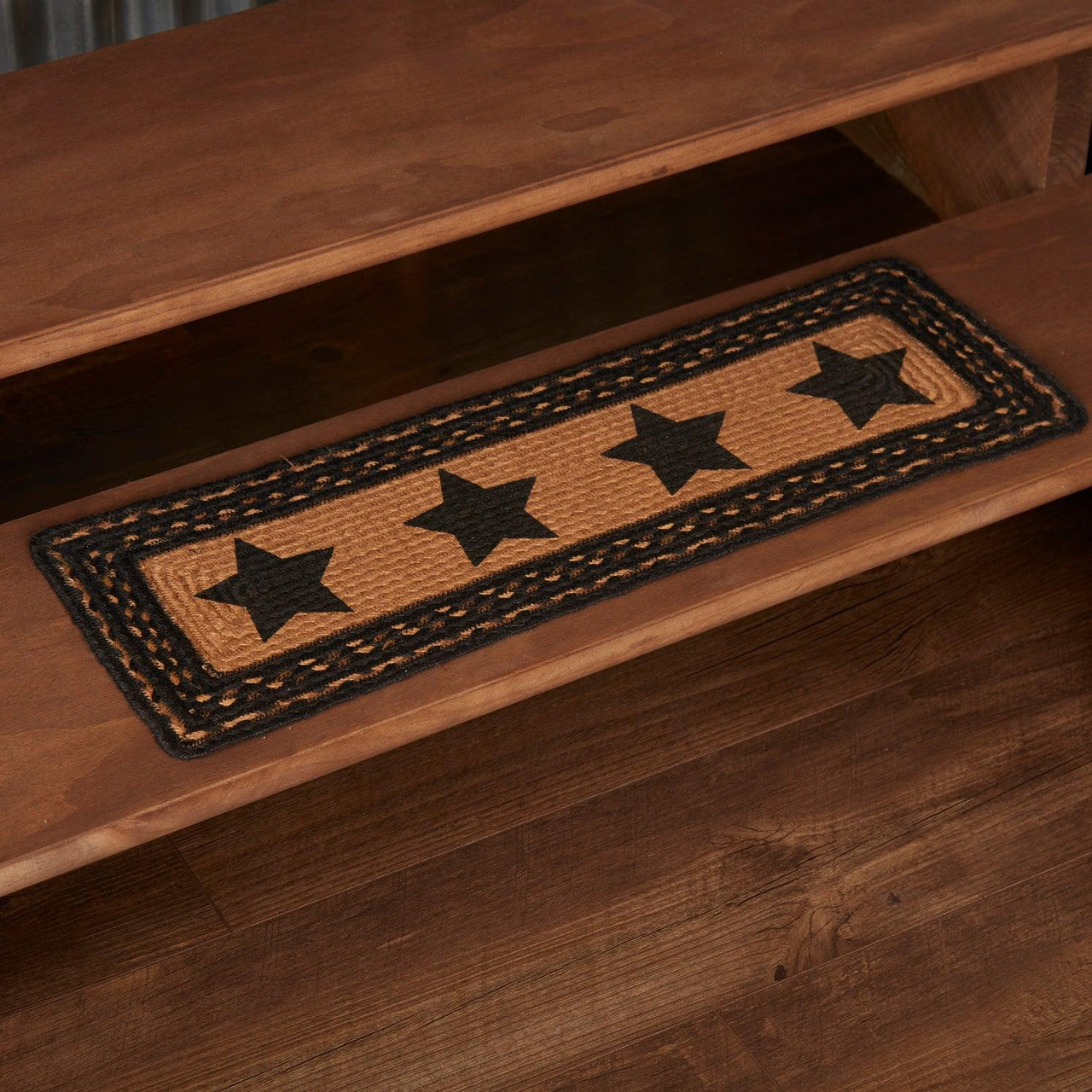 Farmhouse Jute Stair Tread Stencil Stars Rect Latex 8.5x27 VHC Brands