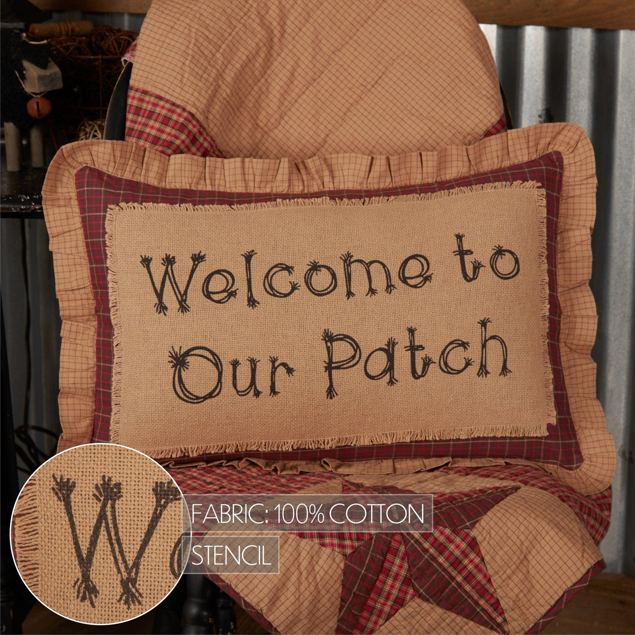 Landon Welcome to Our Patch Pillow 14x22 VHC Brands