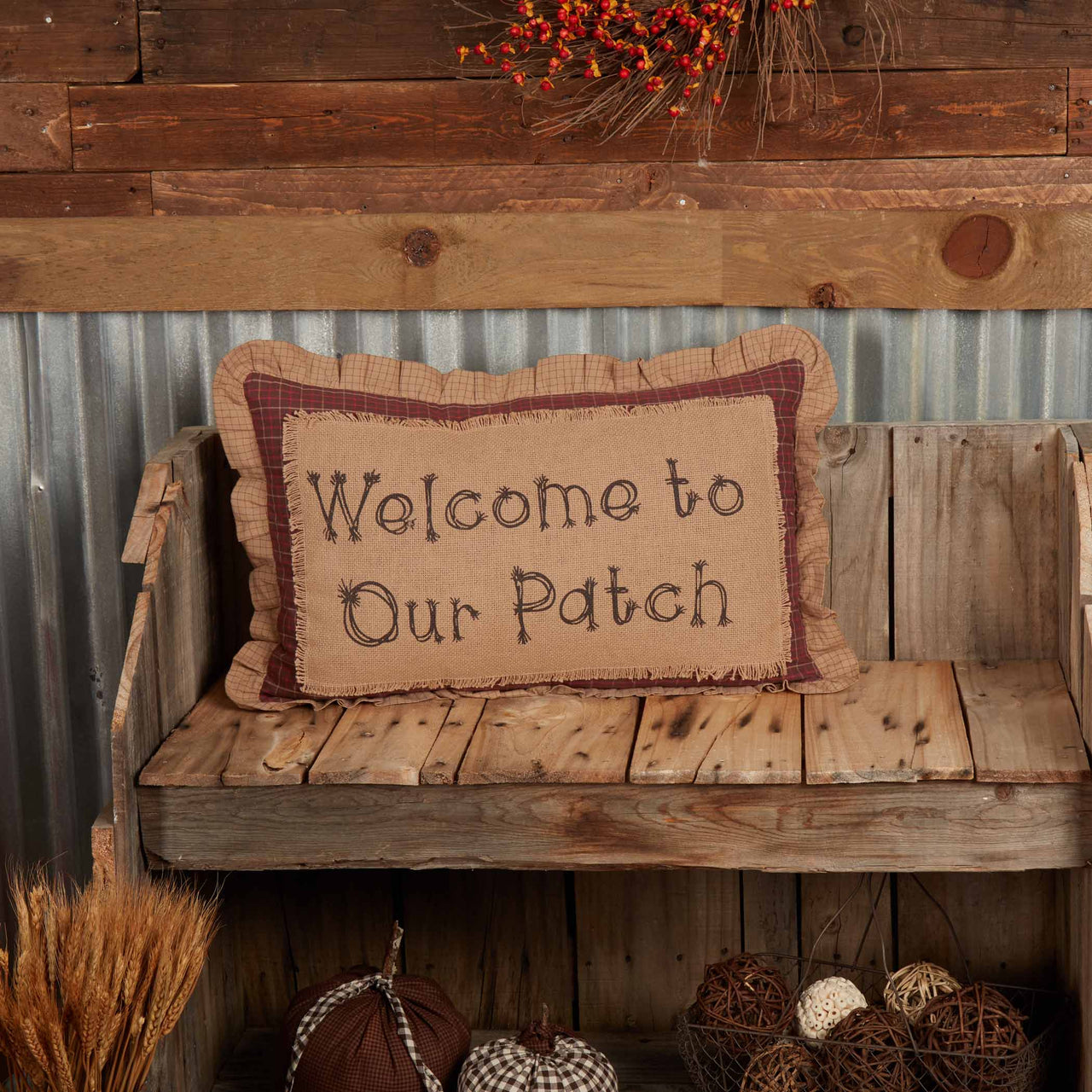 Landon Welcome to Our Patch Pillow 14x22 VHC Brands
