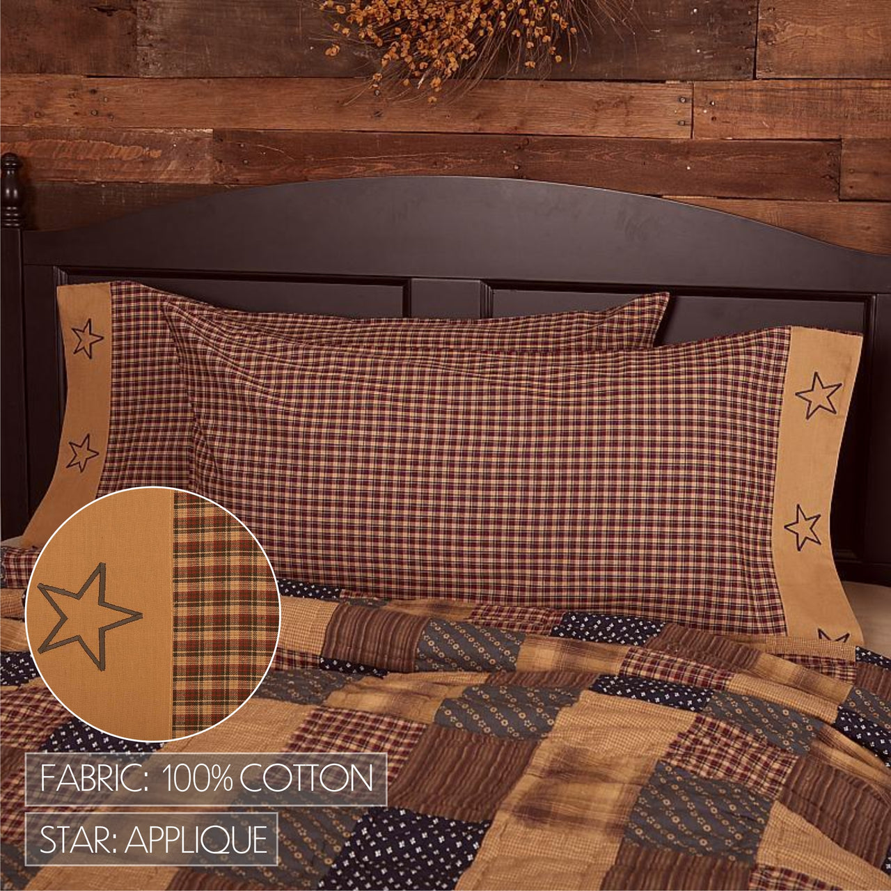 Patriotic Patch King Pillow Case Set of 2 21x40 VHC Brands