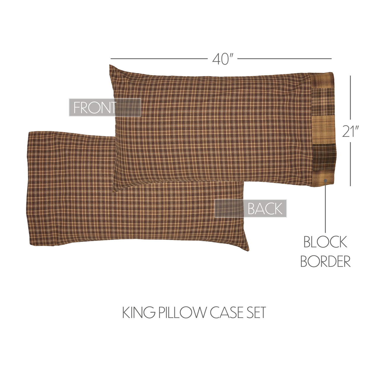 Prescott King Pillow Case Block Border Set of 2 21x40 VHC Brands
