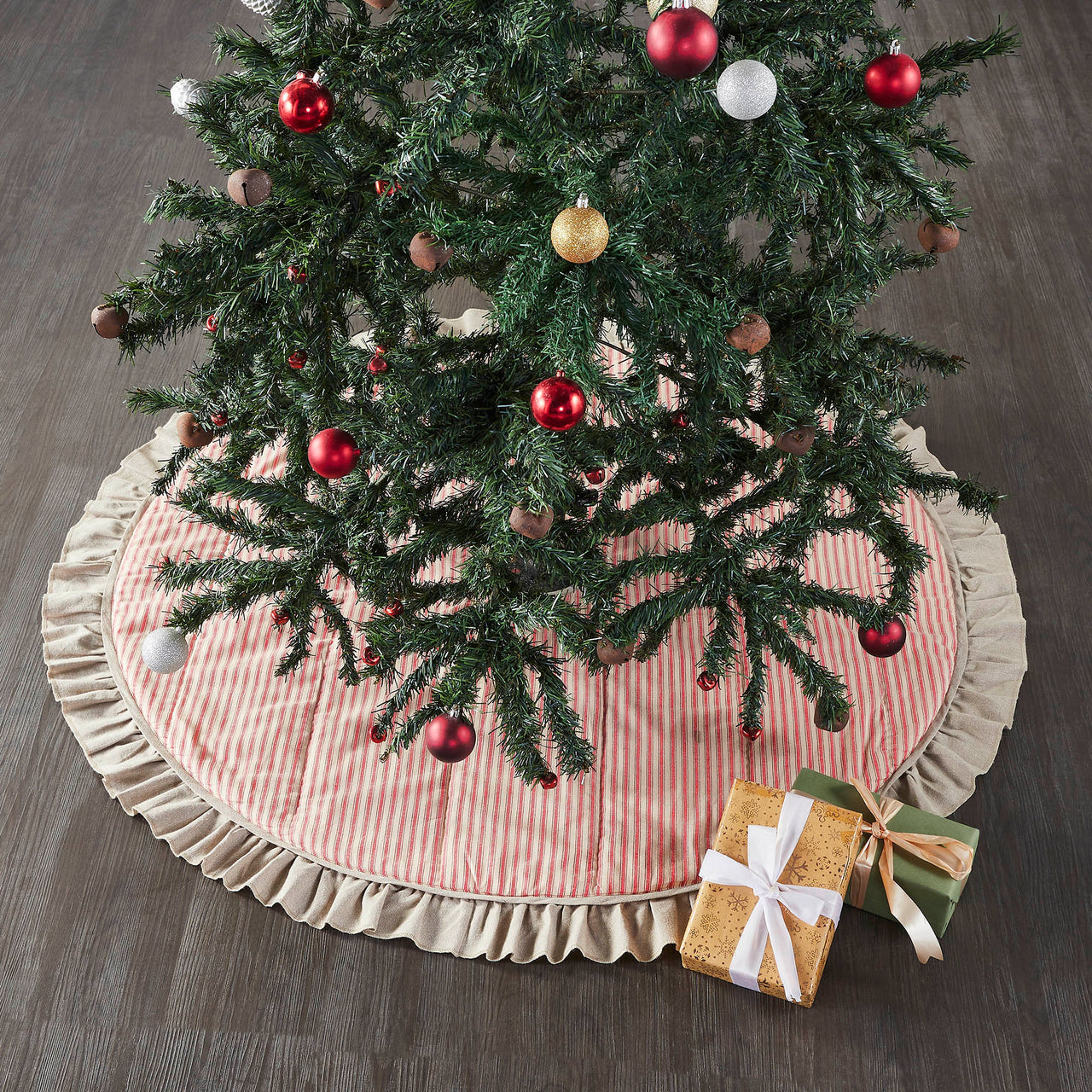 Sawyer Mill Red Ticking Stripe Christmas Tree Skirt 48 VHC Brands