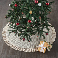 Thumbnail for Sawyer Mill Charcoal Ticking Stripe Christmas Tree Skirt 48 VHC Brands