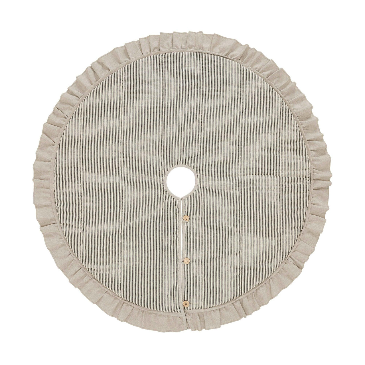 Sawyer Mill Charcoal Ticking Stripe Christmas Tree Skirt 48 VHC Brands - The Fox Decor