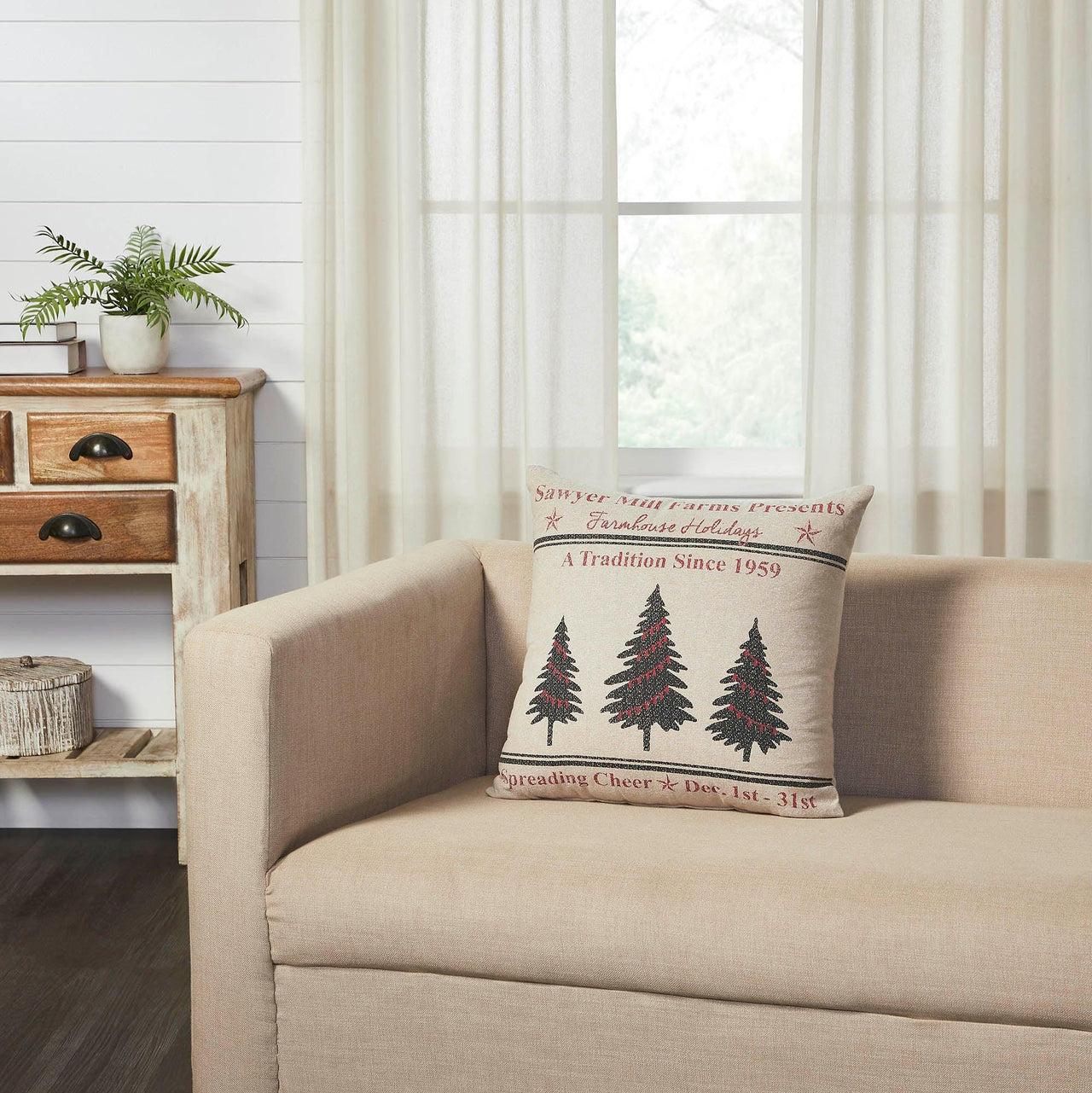 Sawyer Mill Holiday Tree Pillow 18x18 - The Fox Decor