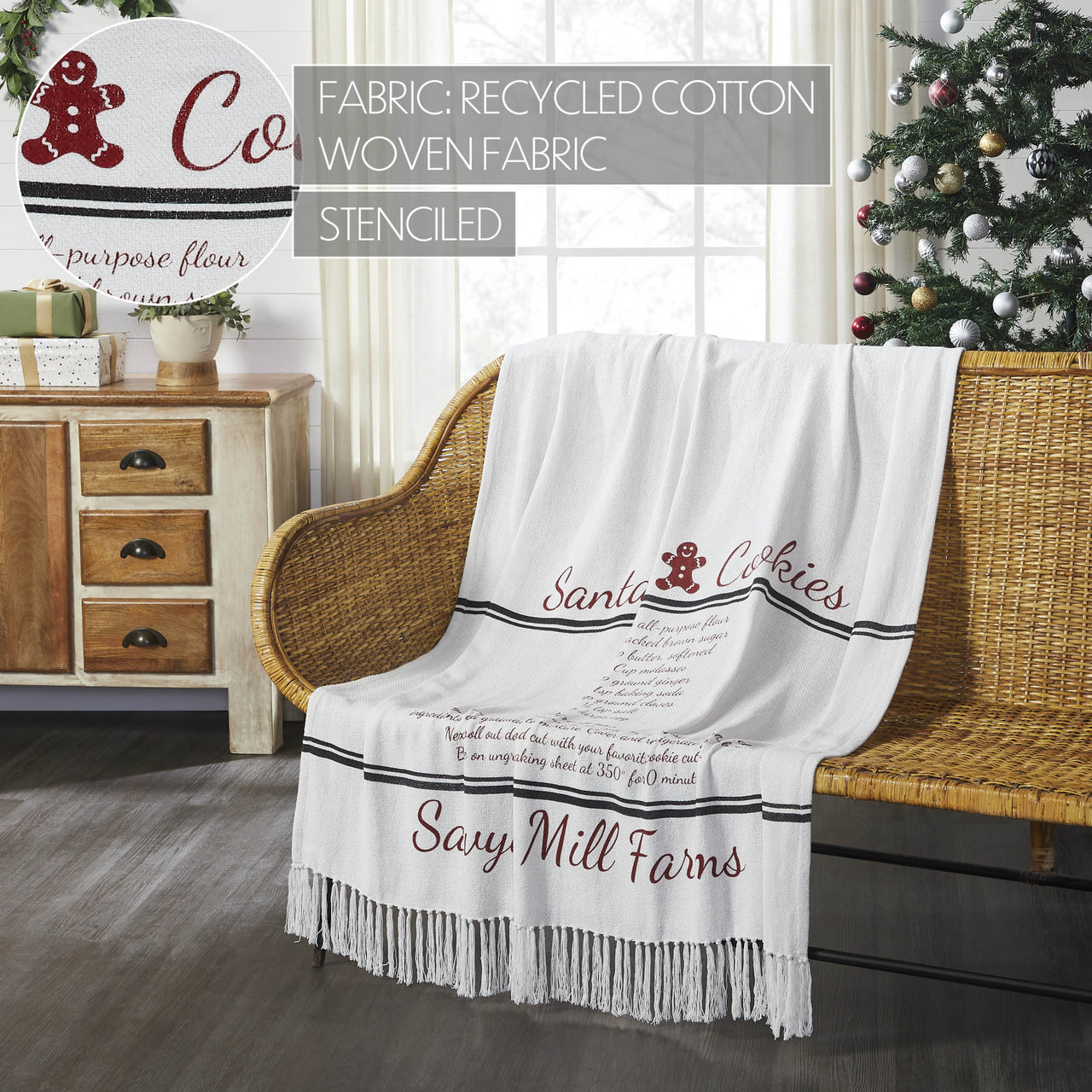 Sawyer Mill Santa Cookies Woven Throw 60" x 50" VHC Brands