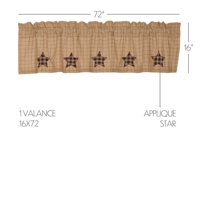 Bingham Star Valance Curtain Applique Star Khaki 16