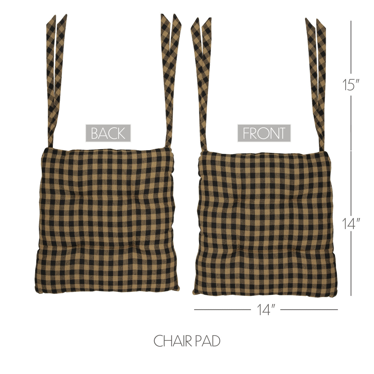 Black Check Country Chair Pad