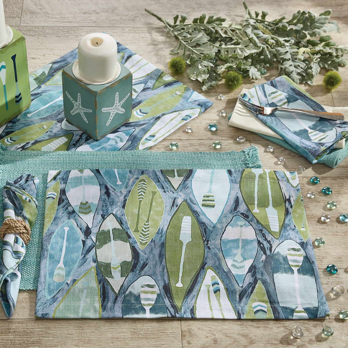 Colorful Canoes Table Runner 36"L Set of 2 Park Designs - The Fox Decor