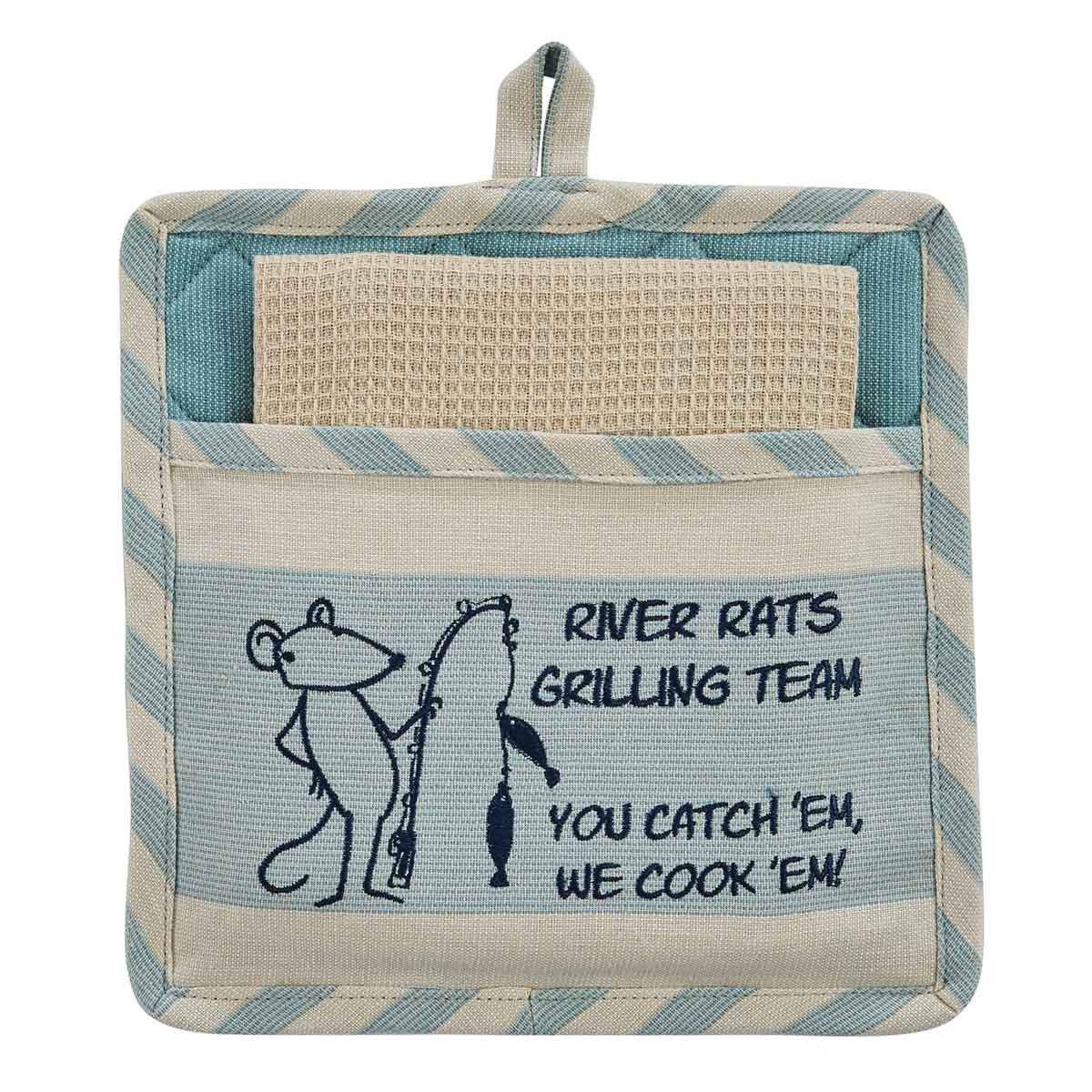 River Runner Stripe River Rats Pocket Potholder Set of 3 Park Designs - The Fox Decor