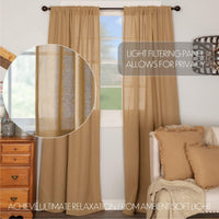Thumbnail for Burlap Natural/Chocolate/Vintage/Antique White Panel Curtain Set of 2 84x40 - The Fox Decor
