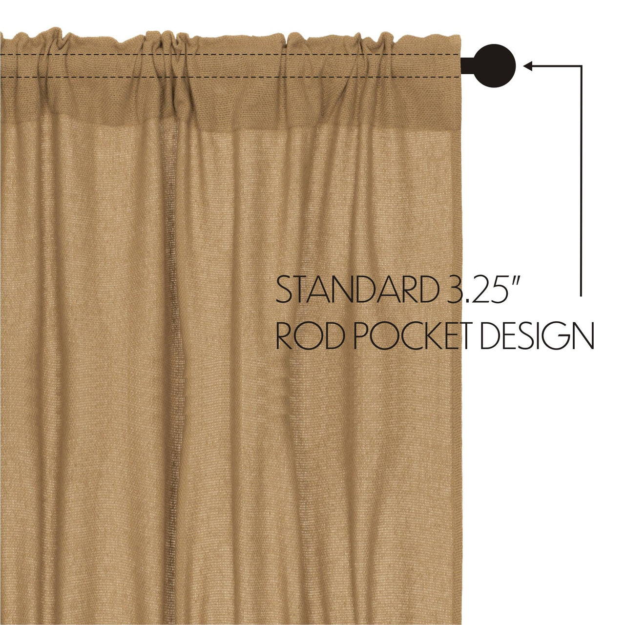 Burlap Natural/Chocolate/Vintage/Antique White Panel Curtain Set of 2 84x40