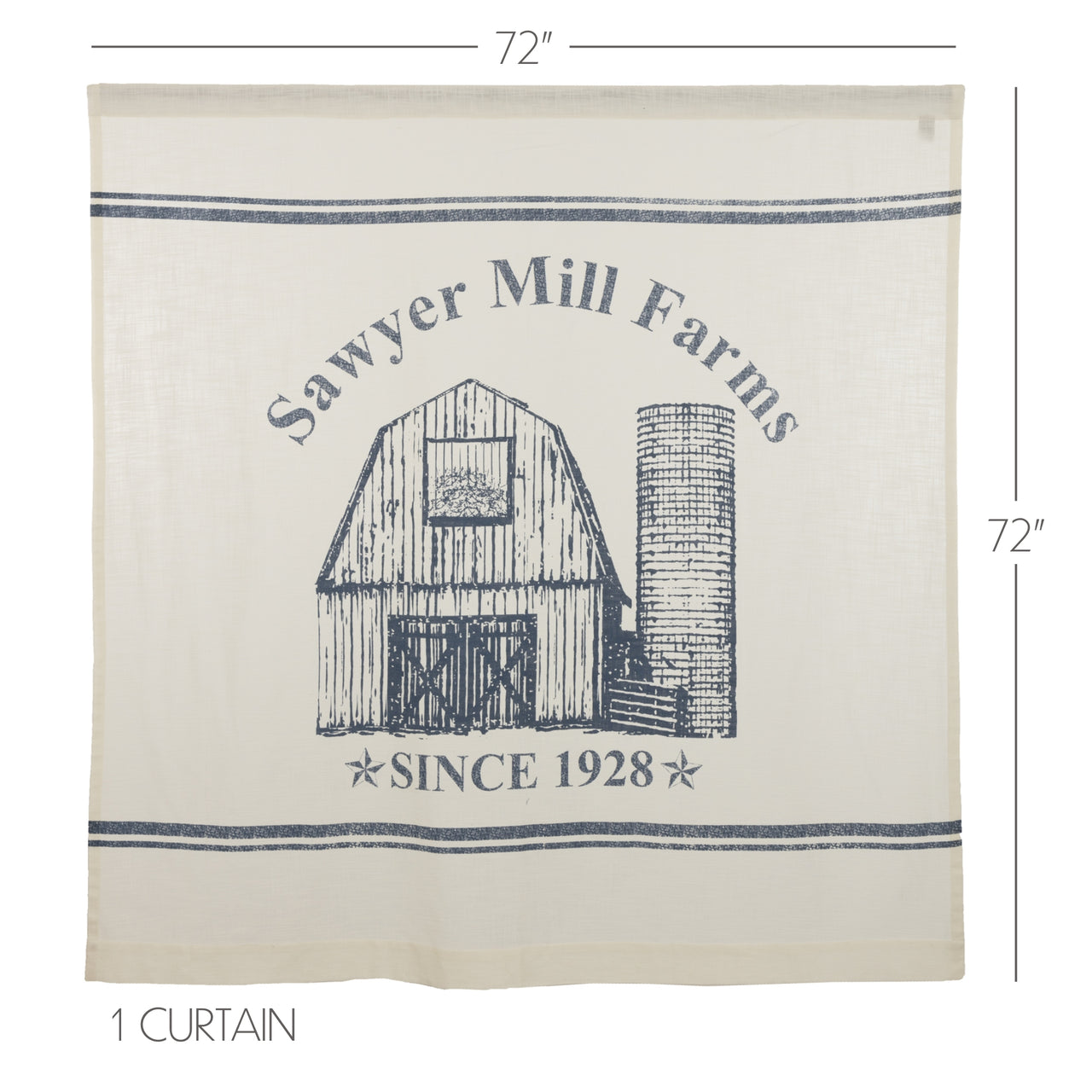 Sawyer Mill Blue Barn Shower Curtain 72"x72" - VHC Brands